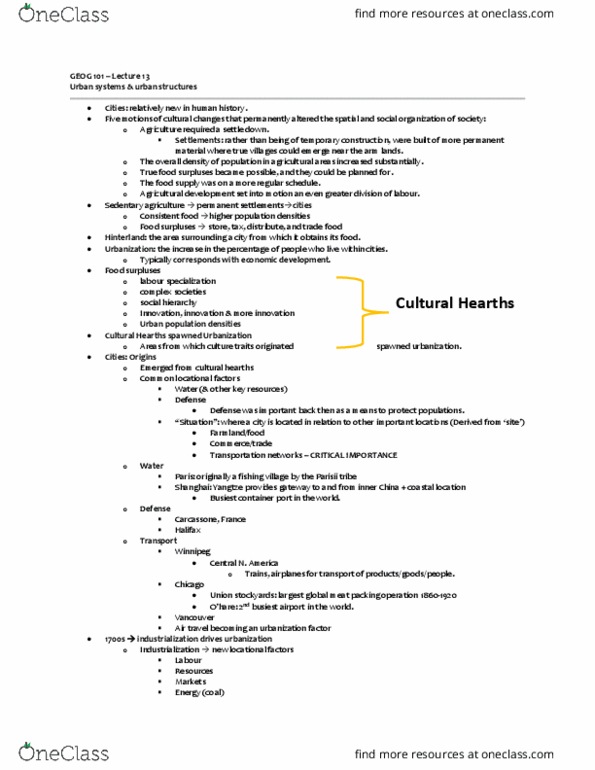 GEOG101 Lecture Notes - Lecture 13: Primate City, Global City, Affordable Housing thumbnail