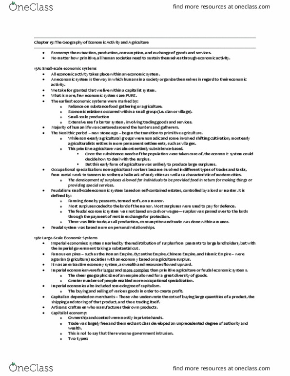 GEOG101 Chapter 15: GEOG 101 Chapter 15: GEOG 101—Chapter 15: The Geography of Economic Activity and Agriculture thumbnail