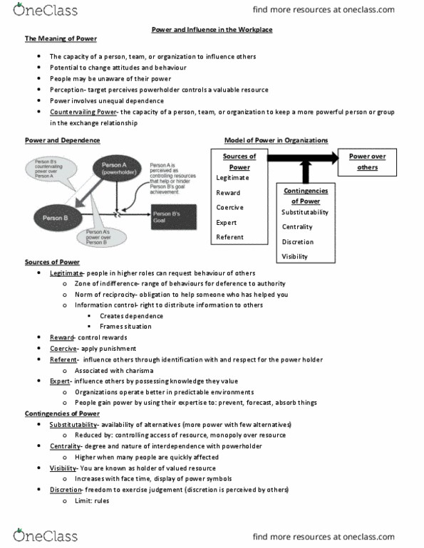 MHR 405 Lecture Notes - Lecture 10: Assertiveness, Organizational Commitment, Centrality thumbnail