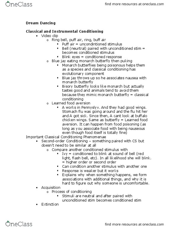 PSYC 327 Lecture Notes - Lecture 19: Avail, Conditioned Taste Aversion, Sexual Fetishism thumbnail