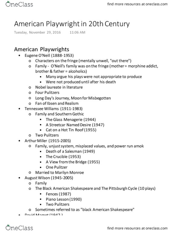 THEA241 Lecture Notes - Lecture 16: Morphine, The Zoo Story, David Mamet thumbnail