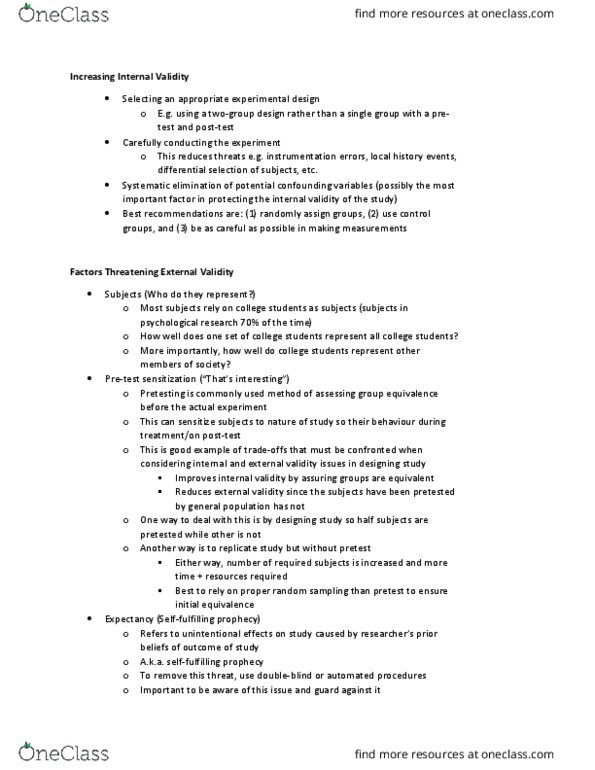 KINE 2049 Chapter Notes - Chapter 5: Dependent And Independent Variables, Internal Validity thumbnail