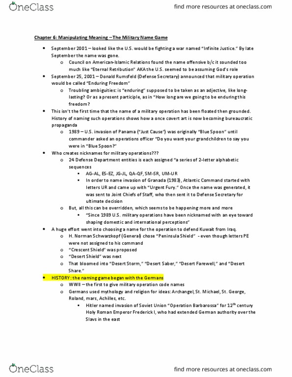 ANTH 101 Lecture Notes - Lecture 10: Operation Crossroads, Unified Task Force, Peninsula Shield Force thumbnail