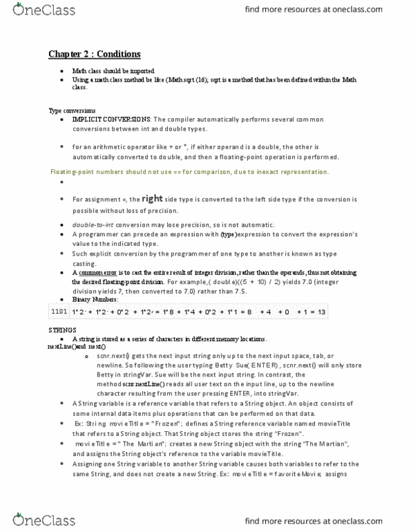 COMP SCI 302 Chapter Notes - Chapter 2: Negative Number, Newline, Operand thumbnail