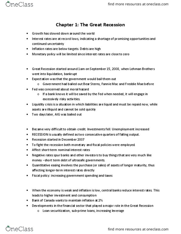 EC250 Chapter Notes - Chapter 1: Fiscal Policy, Moral Hazard, Mae thumbnail