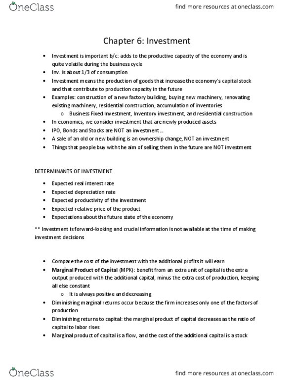 EC250 Chapter Notes - Chapter 6: Nominal Interest Rate, Business Cycle, Inventory Investment thumbnail