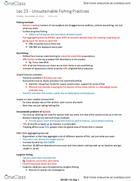 EAS 1540 Lecture Notes - Lecture 23: Swordfish, Eutrophication, List Of Threatened Sharks thumbnail