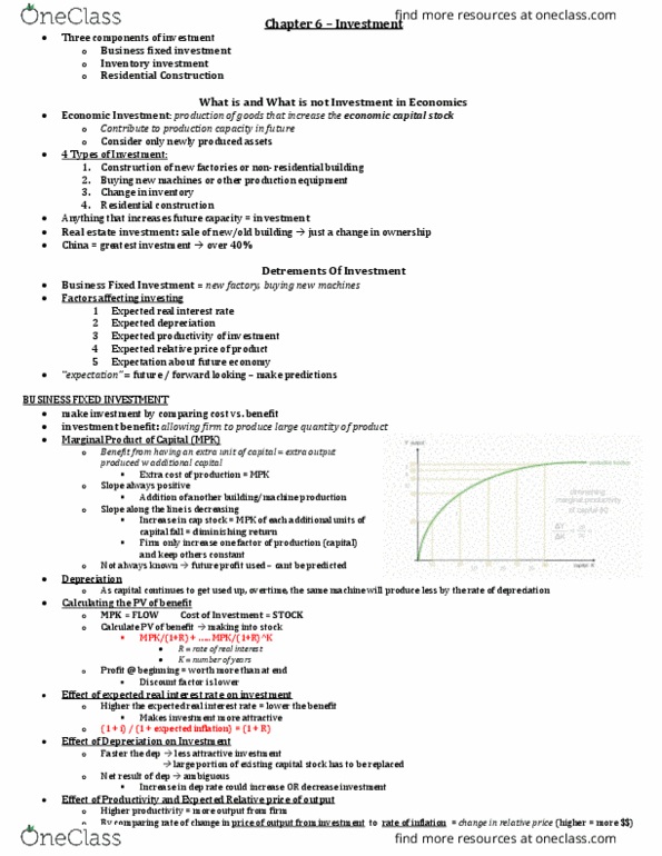 EC250 Chapter Notes - Chapter 6: Real Interest Rate, Fixed Investment, Inventory Investment thumbnail