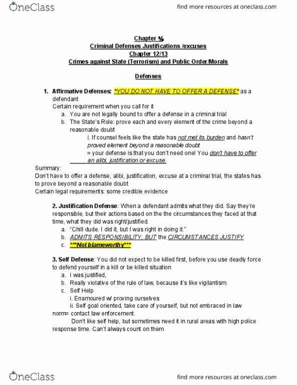 CCJS 230 Lecture Notes - Lecture 1: Affirmative Defense, Vigilante, Fot thumbnail