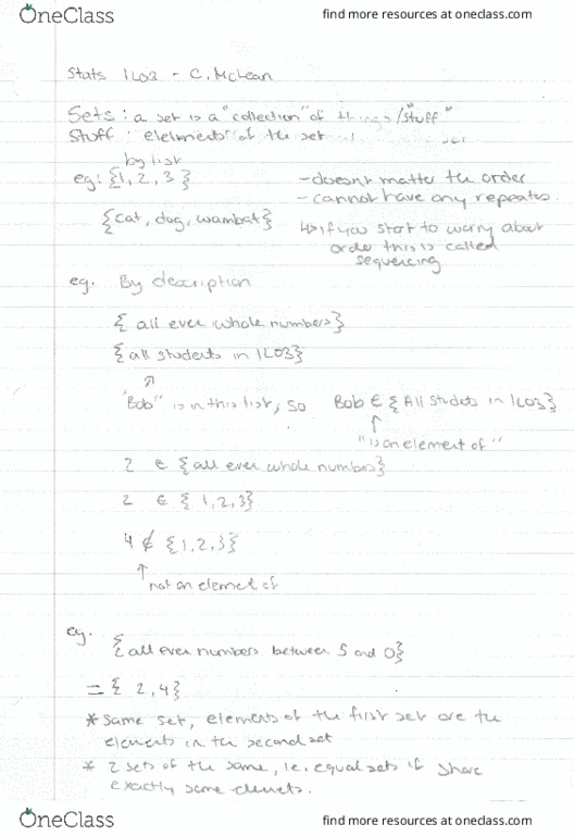 STATS 1L03 Lecture Notes - Lecture 1: Subset thumbnail