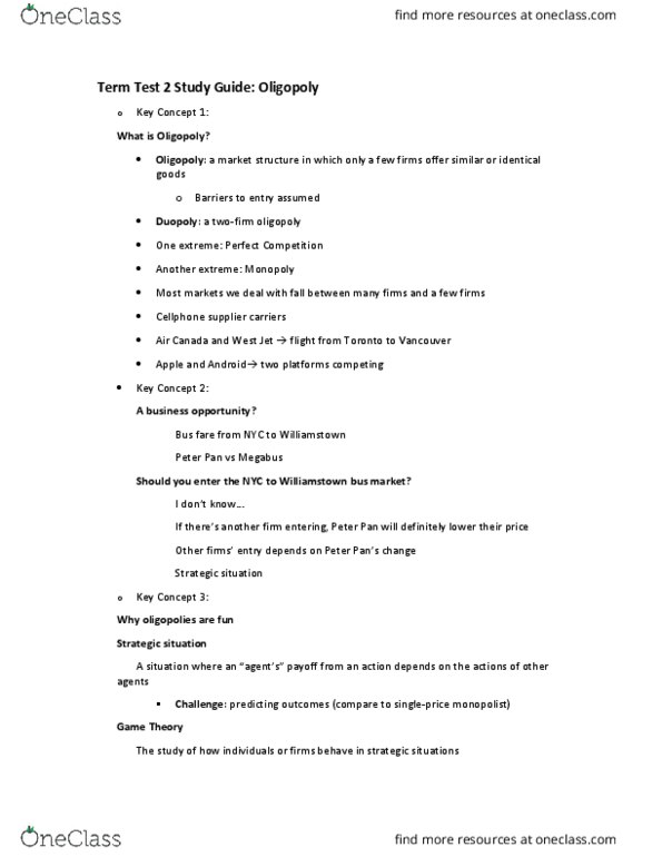 ECO101H1 Lecture Notes - Lecture 12: Nash Equilibrium, Strategic Dominance, Normal-Form Game thumbnail