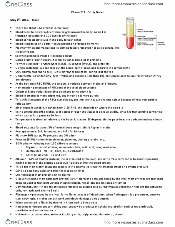 PHARM111 Lecture Notes - Lecture 1: Bone Marrow, Iron-Deficiency Anemia, Platelet Alpha-Granule thumbnail