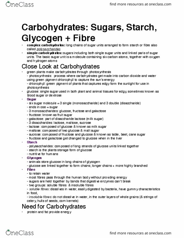 Foods and Nutrition 1021 Chapter Notes - Chapter 4: Hyperglycemia, Acer Saccharum, Diabetes Mellitus Type 2 thumbnail