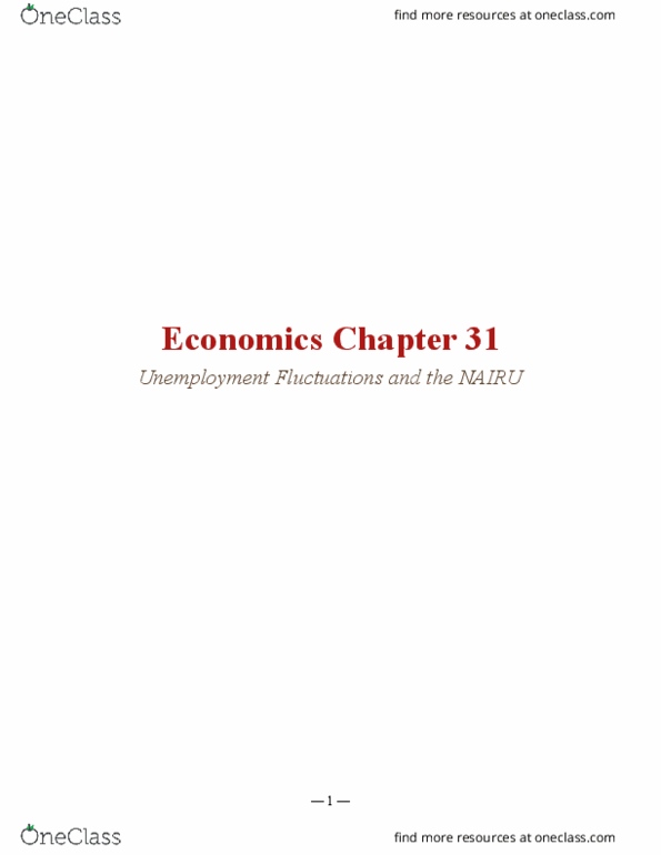 ECON 110 Chapter Notes - Chapter 31: Frictional Unemployment, Nairu, Nominal Rigidity thumbnail