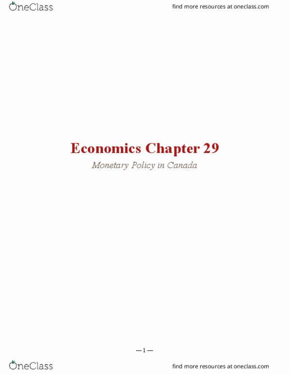 ECON 110 Chapter Notes - Chapter 29: Monetary Policy, Prime Rate, Monetary Transmission Mechanism thumbnail