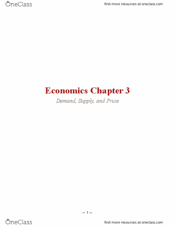 ECON 110 Chapter Notes - Chapter 3: Ceteris Paribus, Demand Curve, Inferior Good thumbnail