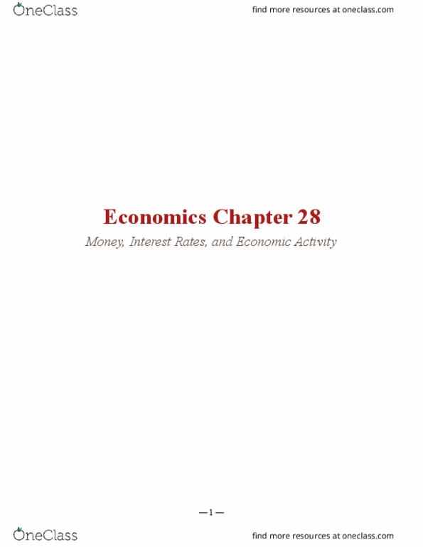 ECON 110 Chapter Notes - Chapter 28: Monetary Transmission Mechanism, Excess Supply, Capital Outflow thumbnail