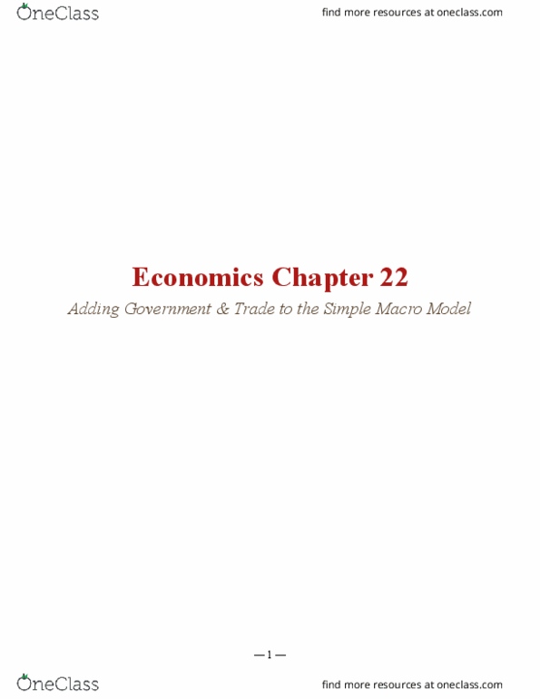 ECON 110 Chapter Notes - Chapter 22: Disposable And Discretionary Income, Autonomous Consumption, Canadian Dollar thumbnail