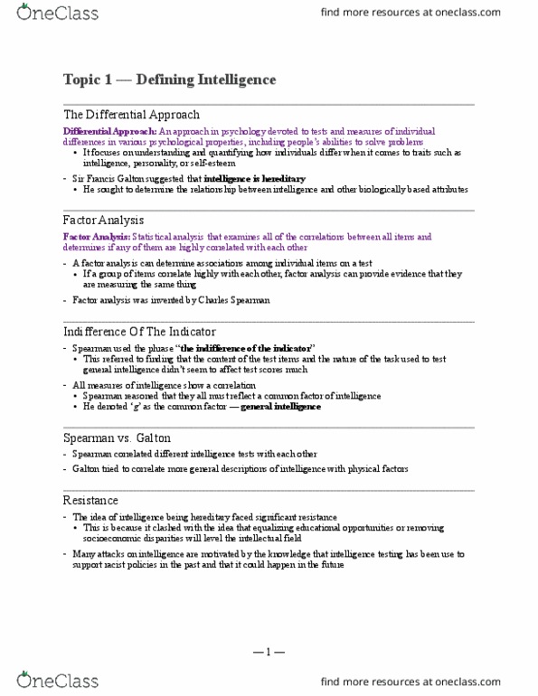 PSYC 100 Lecture Notes - Lecture 13: Intelligence Quotient, David Wechsler, Standard Deviation thumbnail