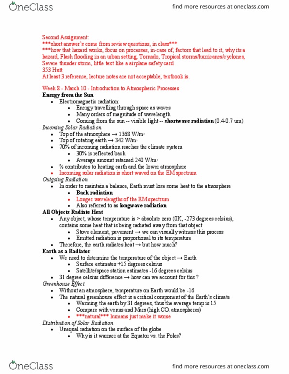 BIOL 1500 Lecture Notes - Lecture 5: 30Th Parallel South, Shortwave Radiation, Sensible Heat thumbnail