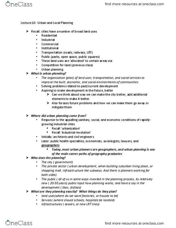 GEOG 1HB3 Lecture Notes - Lecture 18: Urban Planning, Tim Hortons, Naming Rights thumbnail