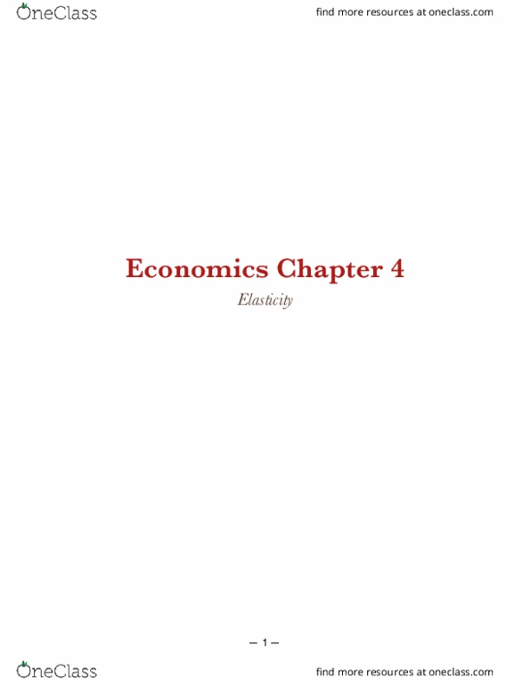 ECON 110 Chapter Notes - Chapter 4: Price Elasticity Of Demand, Demand Curve, Economic Equilibrium thumbnail