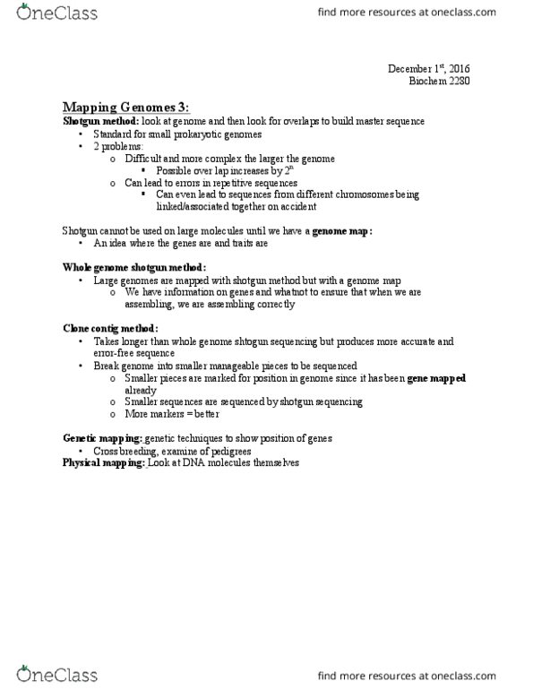 Biochemistry 2280A Chapter Notes - Chapter Genomes 3: Plasmid, Contig, Agarose Gel Electrophoresis thumbnail