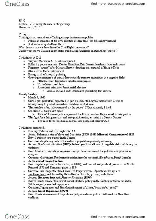POL SCI 40 Lecture Notes - Lecture 19: Status Quo Bias, Death Of Eric Garner, Missouri Compromise thumbnail