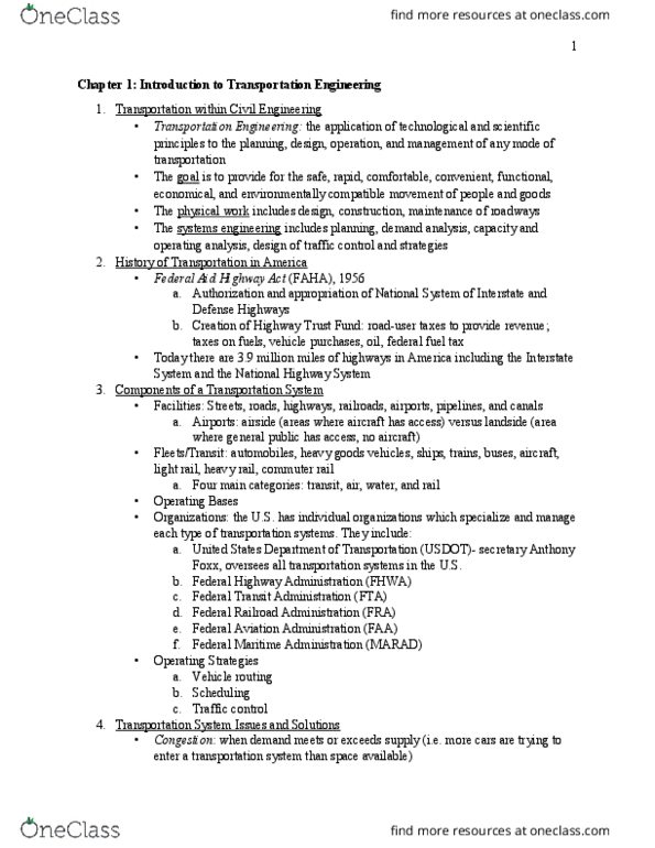 CVE 346 Lecture Notes - Lecture 1: Federal Transit Administration, Federal Aviation Administration, Federal Railroad Administration thumbnail