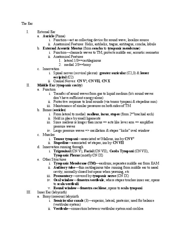 BIOL 1004 Lecture Notes - Perilymph, Periosteum, Basilar Membrane thumbnail