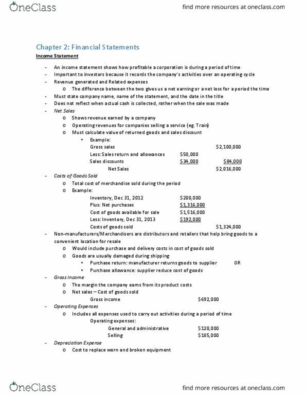Business Administration 1220E Chapter Notes - Chapter 2: Gross Income, Net Income, Income Statement thumbnail