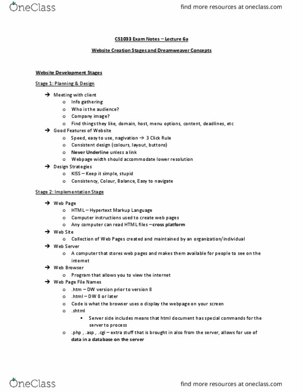 Computer Science 1033A/B Lecture Notes - Lecture 7: Ftp Software, Html, File Transfer Protocol thumbnail