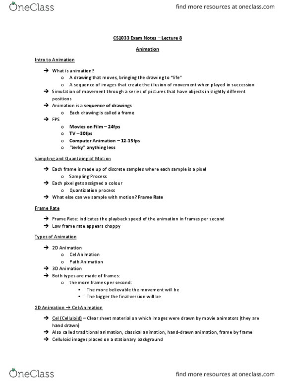 Computer Science 1033A/B Lecture Notes - Lecture 10: 2D Computer Graphics, Adobe Animate, Royal Aeronautical Society thumbnail