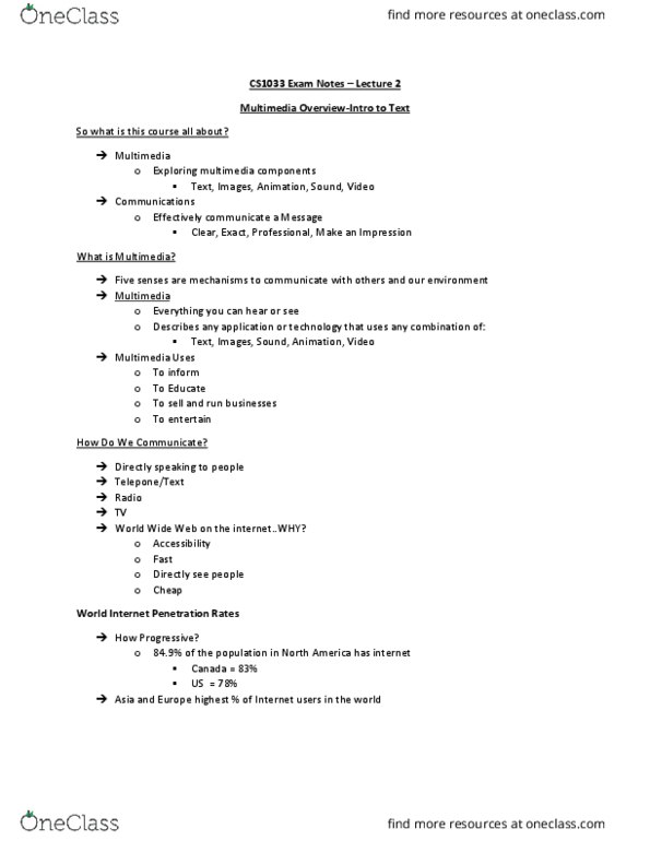 Computer Science 1033A/B Lecture Notes - Lecture 2: Packet Switching, Marc Andreessen, 18 Months thumbnail