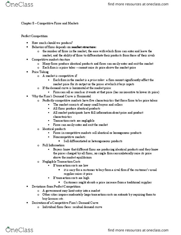 ECON 230D1 Chapter Notes - Chapter 8: Negative Number, Final Good, Perfect Competition thumbnail