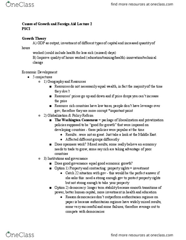 PSCI 2106 Lecture Notes - Lecture 3: Motivation, Washington Consensus, Market System thumbnail