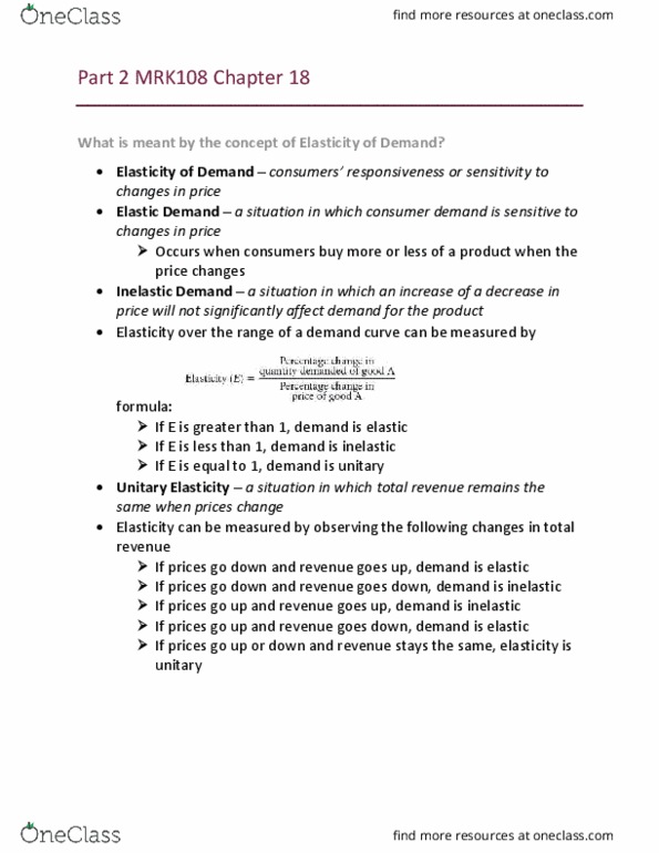 Accounting MRK108 Chapter Notes - Chapter 18.2: Demand Curve, Marginal Cost, Diminishing Returns thumbnail