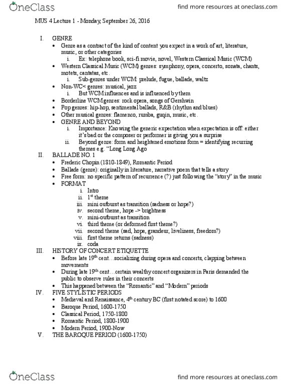 MUS 4 Lecture Notes - Lecture 1: Inflection, Castrato, Virtuosity thumbnail