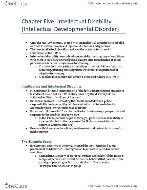 PSYC 412 Chapter Notes - Chapter 5: Soltyrei, Cerebral Palsy, Anxiety Disorder thumbnail
