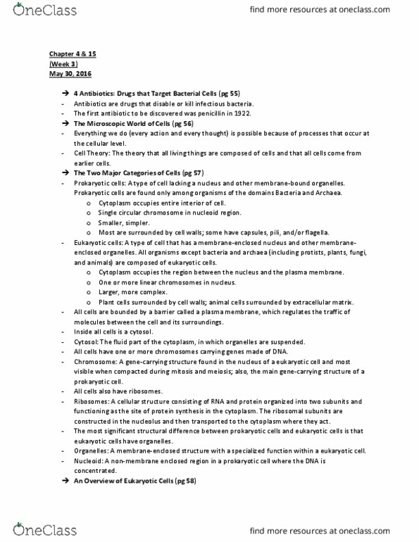 BISC 100 Chapter Notes - Chapter 4-15: Symbiosis, Thermophile, Septic Shock thumbnail