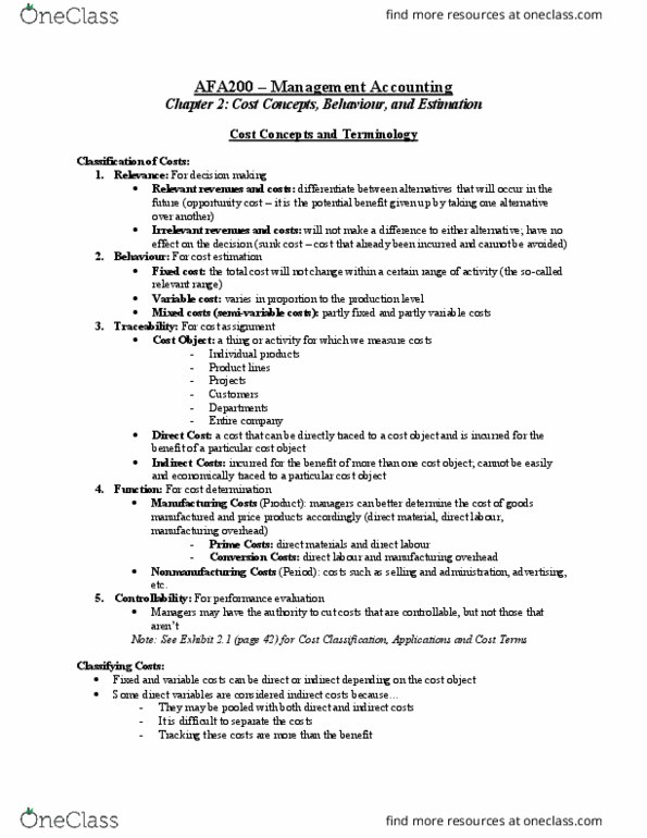 ACC 406 Chapter Notes - Chapter 2: Statistical Graphics, Industrial Engineering, Regression Analysis thumbnail