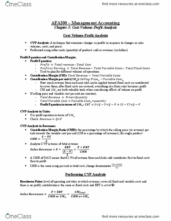 ACC 406 Chapter Notes - Chapter 3: Operating Leverage, Gross Margin, Inverse Relation thumbnail