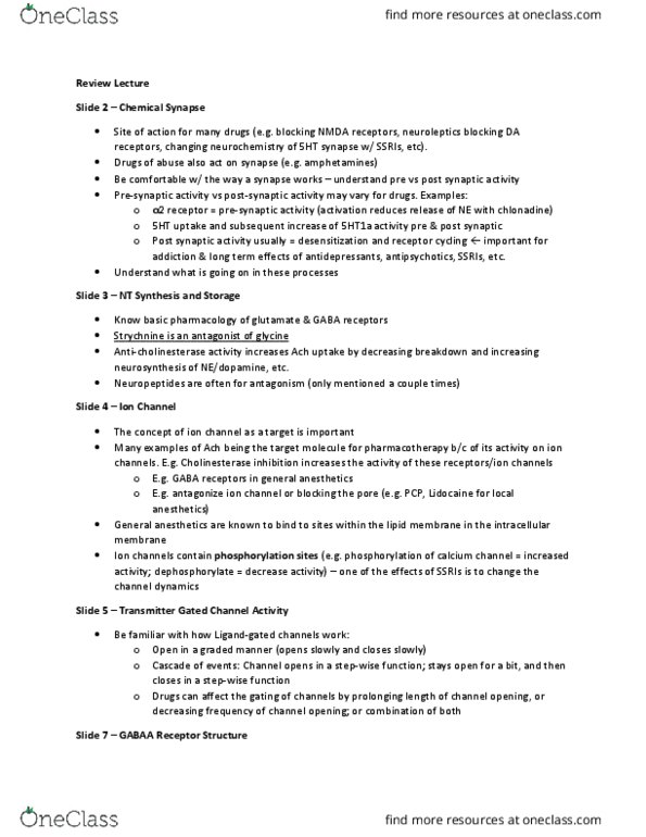 Pharmacology 3620 Lecture Notes - Lecture 23: Monoamine Oxidase B, Levetiracetam, Protein Kinase thumbnail