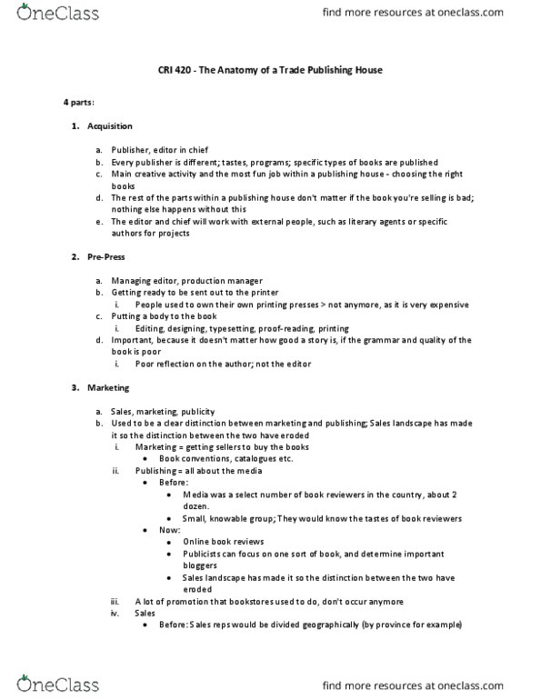 CRI 420 Lecture Notes - Lecture 2: Chief Financial Officer, Typesetting thumbnail