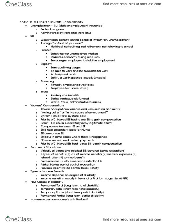 RMI 2101 Lecture Notes - Lecture 13: Occupational Disease thumbnail