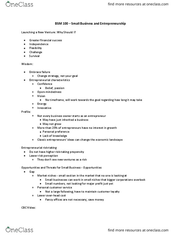 BSM 100 Lecture Notes - Lecture 3: Risk Perception thumbnail