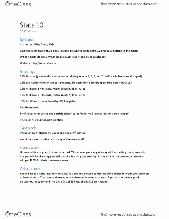 STATS 10 Lecture Notes - Lecture 1: Unimodality, Type I And Type Ii Errors, Statistical Inference thumbnail