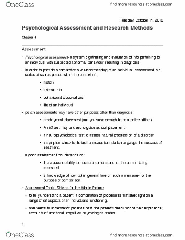 Psychology 2310A/B Chapter Notes - Chapter 4: Minnesota Multiphasic Personality Inventory, Epigenetics, Sigmund Exner thumbnail