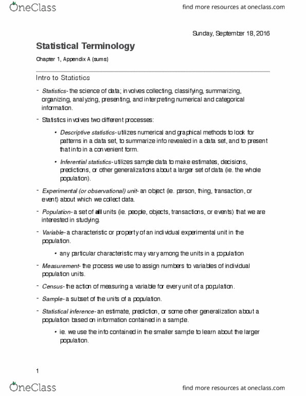 Psychology 2810 Chapter Notes - Chapter 1: Cluster Sampling, Royal Institute Of Technology, Random Number Generation thumbnail