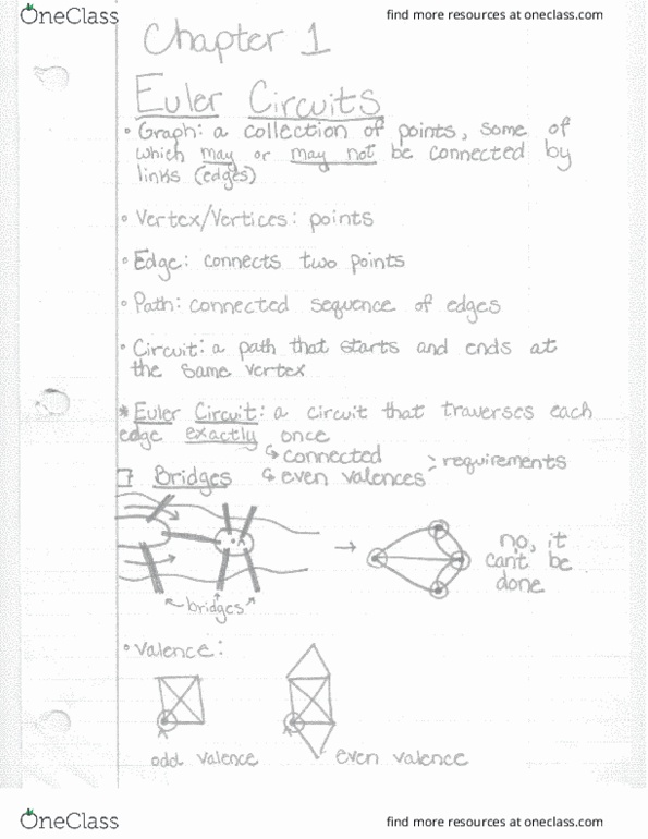MATH 108 Lecture Notes - Lecture 1: Route Inspection Problem, Eulerian Path thumbnail